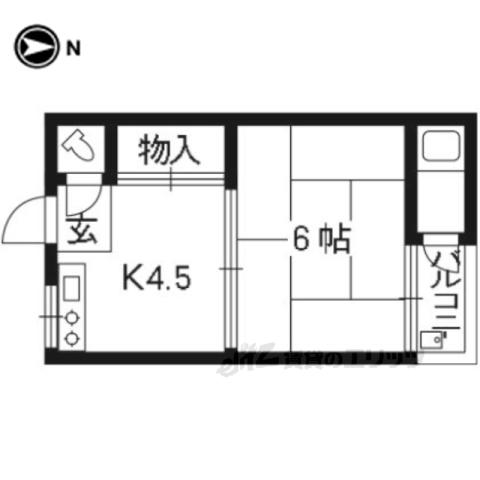 ヤングマンション(1K/2階)の間取り写真