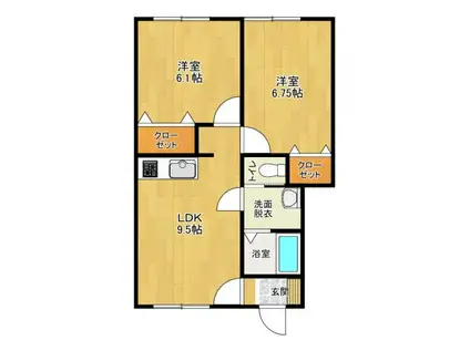 アズーリI(2LDK/1階)の間取り写真