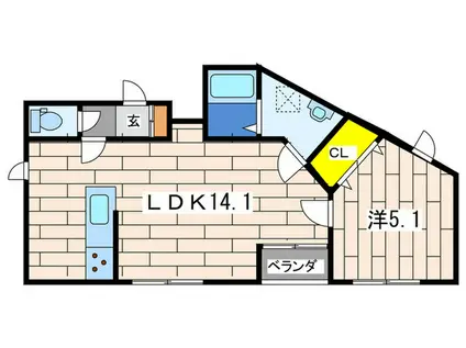 メープルテラス(1LDK/3階)の間取り写真