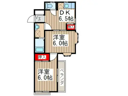 コーポ・カヨ(2DK/2階)の間取り写真