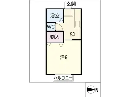アクティ三田 東棟(1K/1階)の間取り写真
