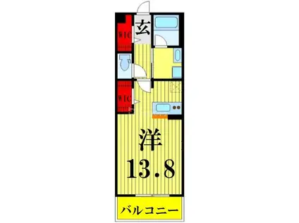ロイヤルパークス新田(ワンルーム/3階)の間取り写真