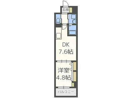 パークフラッツ新大阪(1DK/2階)の間取り写真