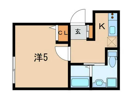 ベイルーム小田栄II(1K/1階)の間取り写真