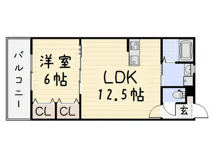 MOON赤坂(1LDK/1階)の間取り写真