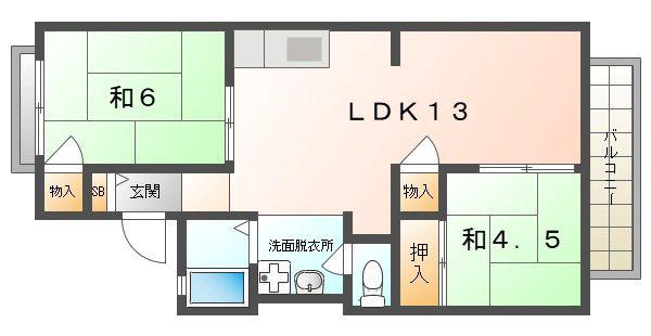 Kエステートビューラー(2LDK/2階)の間取り写真