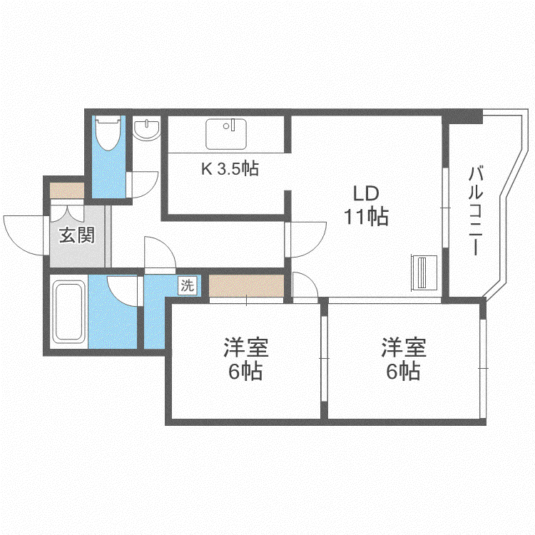 メゾンドブーケパーク(2LDK/10階)の間取り写真