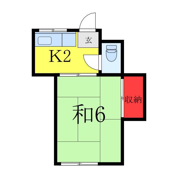 高塚荘(1K/2階)の間取り写真