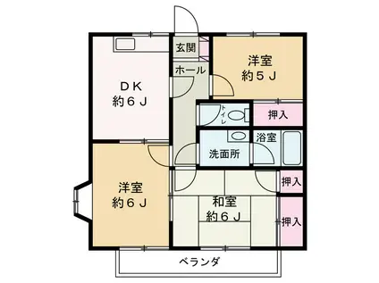 プルミエール大野A(3DK/2階)の間取り写真