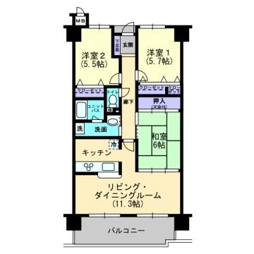 アルファステイツ光南町(3LDK/2階)の間取り写真