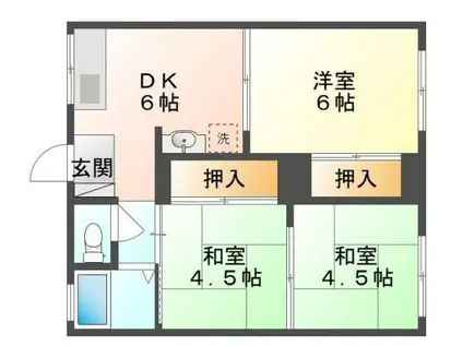 臼井コーポ(3DK/2階)の間取り写真