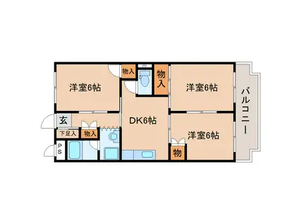 ララ望月(3DK/2階)の間取り写真