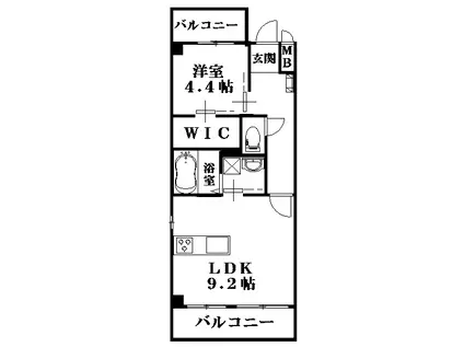 LALLIANCE(1LDK/4階)の間取り写真