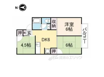 シェ・ランジュ1号館(3DK/2階)の間取り写真