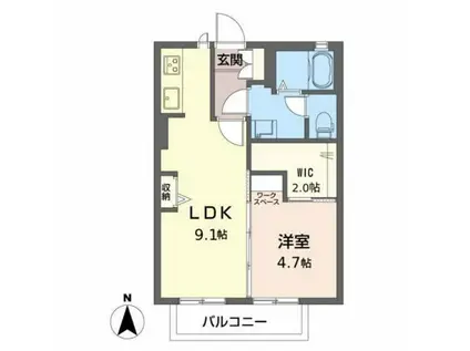 リヴィエール(1LDK/1階)の間取り写真