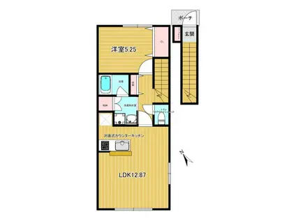 ブルジェオンB(1LDK/2階)の間取り写真