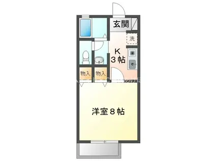 ジュネス7 A(1K/1階)の間取り写真