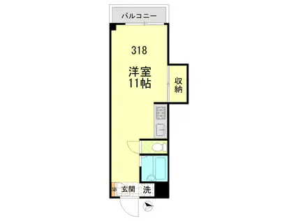 カーサ大島(ワンルーム/3階)の間取り写真