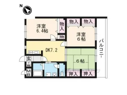 パレス花園(3DK/2階)の間取り写真