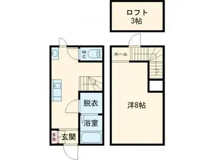 CROSS B棟(1DK/1階)の間取り写真