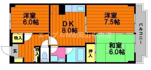 グレースマンションエルフ(3DK/4階)の間取り写真