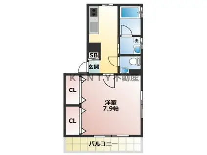 TWING517(1K/2階)の間取り写真