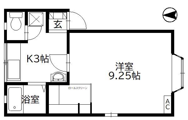 サンマーセル(1K/1階)の間取り写真