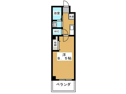 ハーグレジデンス京都御所西II(1K/2階)の間取り写真