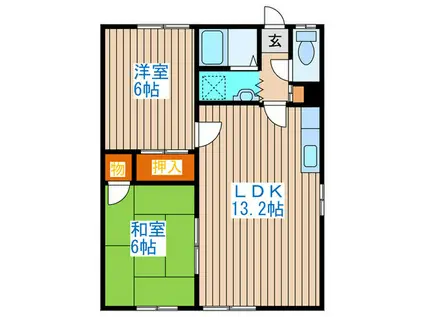 幸豊ハイツI(2LDK/1階)の間取り写真