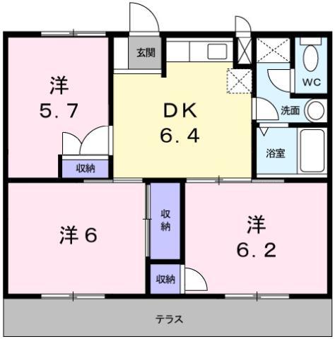 マツモトGマンション B(3DK/1階)の間取り写真