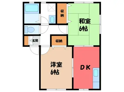 ドミトリー蒼海 B(2DK/1階)の間取り写真