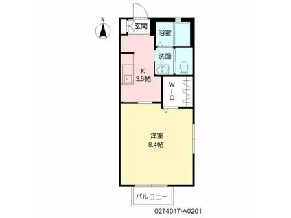 シャーメゾン東春日(1K/2階)の間取り写真