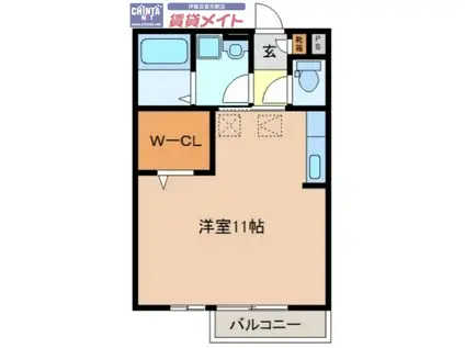 モナール80(ワンルーム/1階)の間取り写真