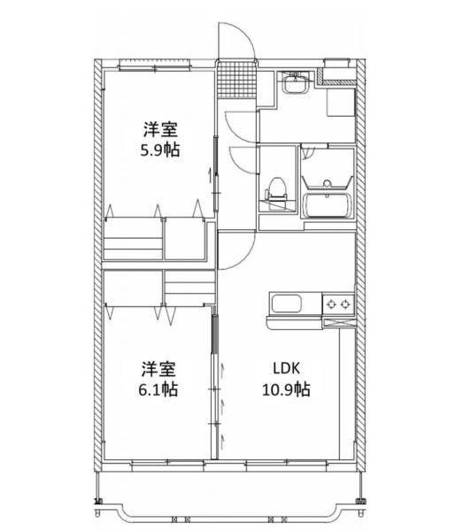 はなみずきⅡ番館(2LDK/3階)の間取り写真