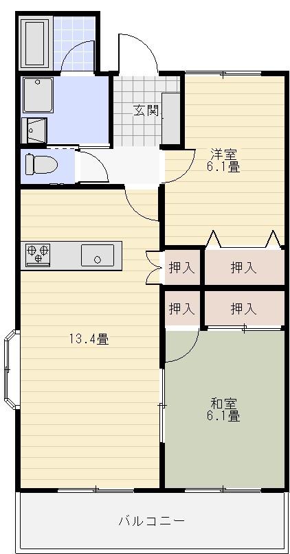 K BLD(2LDK/2階)の間取り写真