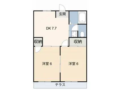 エルディム呉竹(2DK/1階)の間取り写真