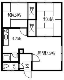 東永マンション 3(2LDK/1階)の間取り写真