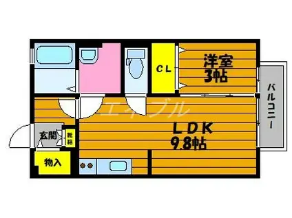 パーチュオーラA棟(1LDK/1階)の間取り写真