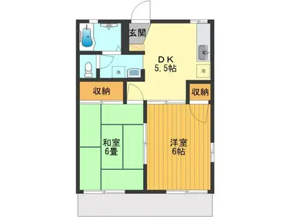 メゾン小山II(2DK/1階)の間取り写真