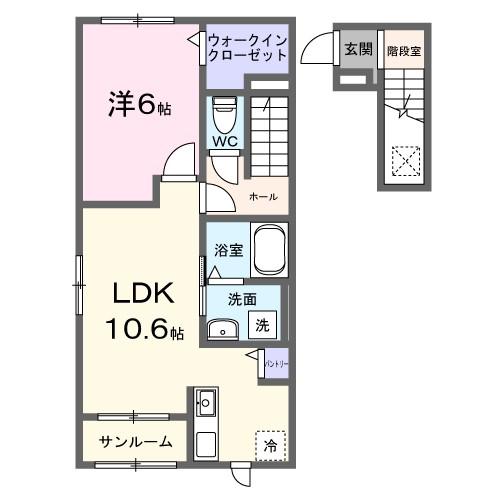 ヒカルサ浜松増楽町I(1LDK/2階)の間取り写真