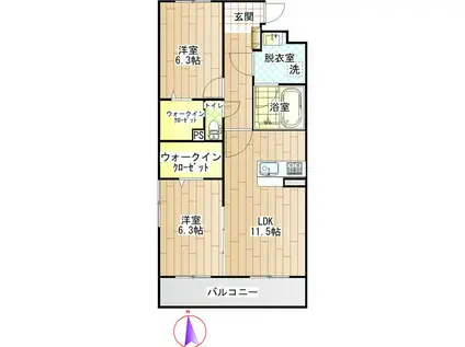 LUSORA OSATO(2LDK/1階)の間取り写真