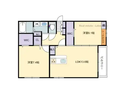 D-RESENA旭通(2LDK/2階)の間取り写真