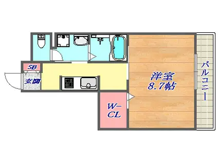 セジュール六甲道(1K/1階)の間取り写真