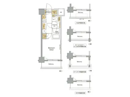 ザ・パークハビオ西大井(1K/4階)の間取り写真