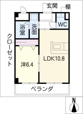 元八事弐風館(1LDK/2階)の間取り写真