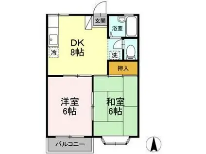 ビバリーヒルズ I(2DK/2階)の間取り写真