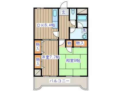 KATOUビル(2DK/4階)の間取り写真