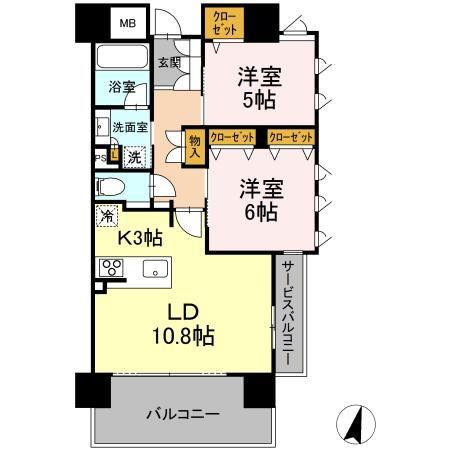 グローリオコンフォート青葉通一番町(2LDK/13階)の間取り写真