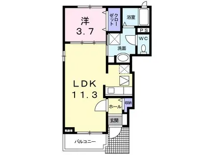 ヴァルム・レーベン緑町B(1LDK/1階)の間取り写真