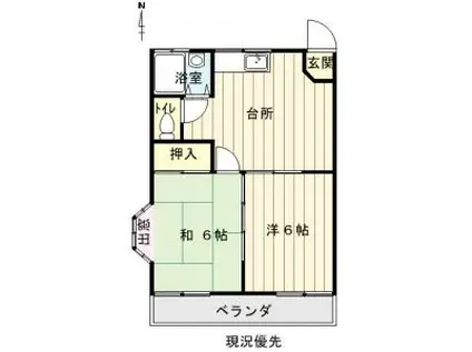 アートインとやの(2K/1階)の間取り写真